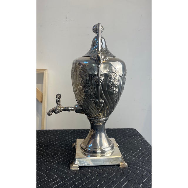 Victorian Monumental English Victorian Silver-Plated Tea Urn by James Dixon & Sons, Sheffield For Sale - Image 3 of 7