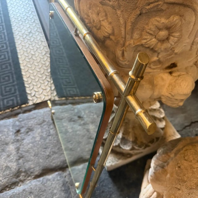 1960s Mid-Century Modern Bamboo-Shaped Brass Italian Wall Mirror For Sale - Image 15 of 15