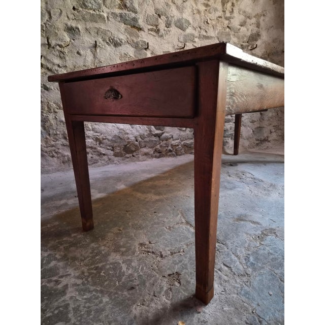 Antique French Farmhouse Dining Table with Two Drawers in Oak & Pine, 1880s For Sale - Image 11 of 18
