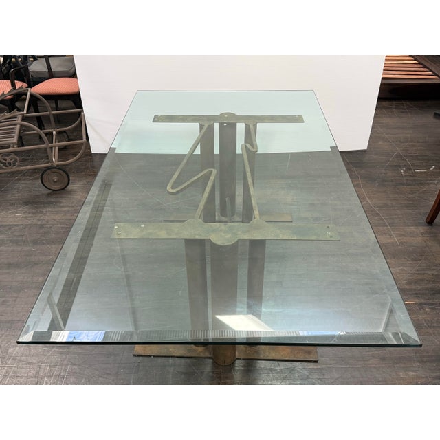 Early 21st Century Bespoke Glass + Sculptural Base Dining Table For Sale - Image 5 of 12