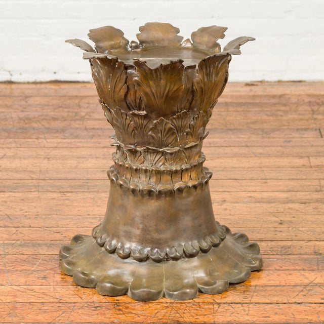 Contemporary Contemporary Bronze Acanthus Leaves & Palmettes Flower Pedestal For Sale - Image 3 of 12