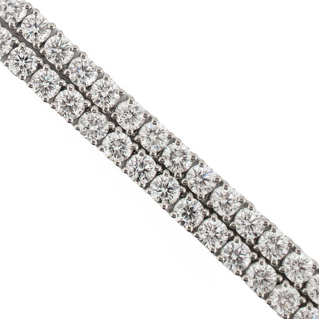 Metal Unisex 14k White Gold 4-Prong 17.70ctw Lab Grown Diamond Tennis Chain Necklace For Sale - Image 7 of 8