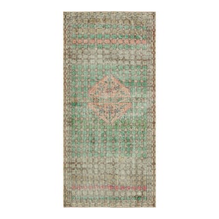 Vintage Zeki Müren Runner Rug With Colorful Floral Medallion | Rug & Kilim For Sale
