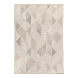 Scandinavian Rug in White, Greige Geometric Pattern by Rug & Kilim 14x20 For Sale