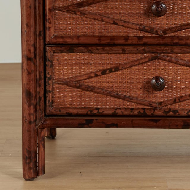 Pair of Vintage British Colonial Faux Bamboo and Grasscloth Stands For Sale - Image 18 of 18