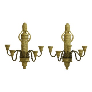 Pair Maitland Smith Decorative Candelabra Wall Sconces For Sale