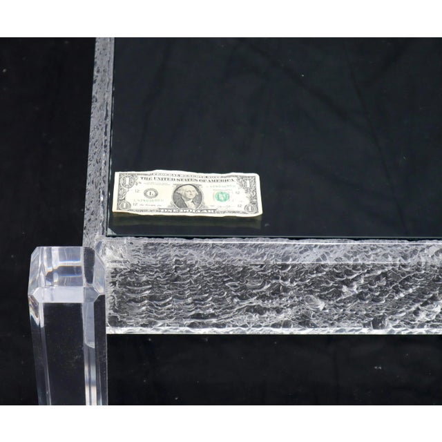 Large Square Carved Lucite Glass Top Coffee Table For Sale - Image 12 of 13