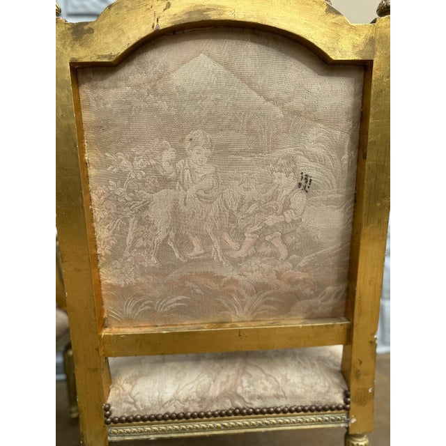 Gold 1970s Pair of Louis XVI–Style Giltwood Armchairs With 22k Gold Leaf For Sale - Image 8 of 14
