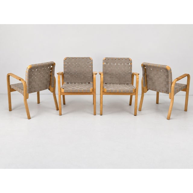 Late 20th Century Model 45 Armchairs by Alvar Aalto for Artek, 1970s, Set of 4 For Sale - Image 5 of 18