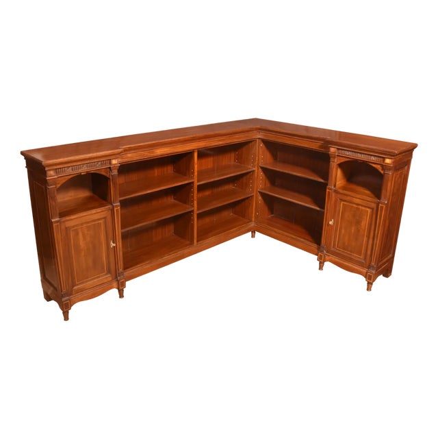 Mahogany Inlaid Corner Open Bookcase, 1890s For Sale
