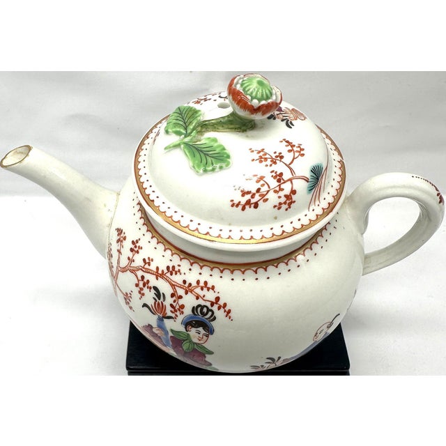 Antique 18th Century First Period Worcester Porcelain Teapot Mandarin Pattern Dr Wall Era For Sale - Image 11 of 16