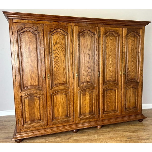 Large Vintage French Style Carved 5-Door Wardrobe For Sale - Image 12 of 12