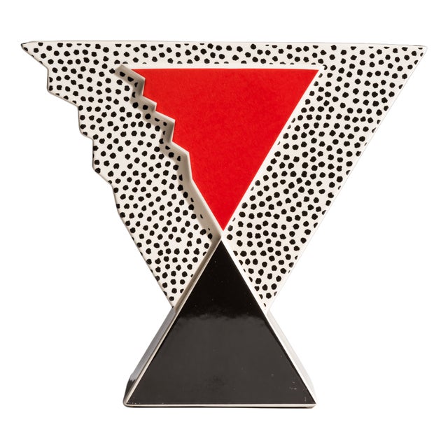 Postmodern Geometric Porcelain Enigma Vase by Ambrogio Pozzi for Arte Ceramica Romana A.C.R., Italy, 1987 For Sale