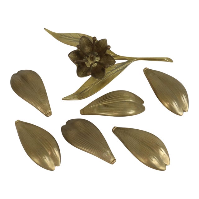 Mid-Century Modern Brass Lily Flower Sculpture Figurine Ashtray, 1960s For Sale - Image 9 of 18