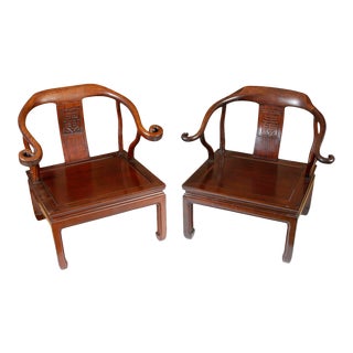 Almost Pair of Rosewood Horseshoe Chairs For Sale