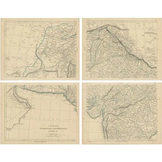 Antique Map of India, Afghanistan, Balochistan and Surroundings by Lowry, 1852, Set of 4 For Sale