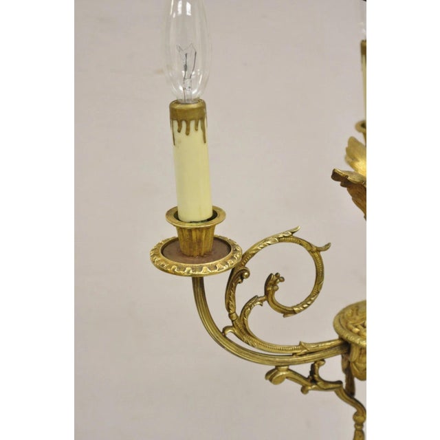 Metal Antique French Louis XV Style Gilt Bronze & Porcelain Candelabra Table Lamp For Sale - Image 7 of 11