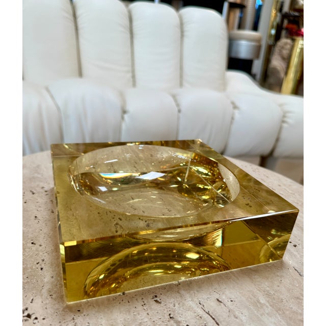 Modern Yellow Glass Ashtray Circa 1970's Italy For Sale - Image 3 of 6