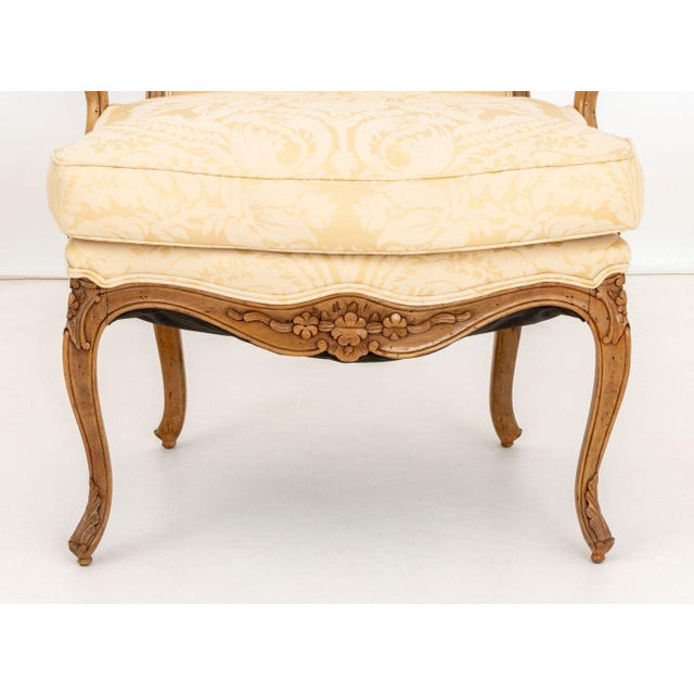 Louis XV Style Wool Damask Upholstered Fauteuil For Sale - Image 4 of 8