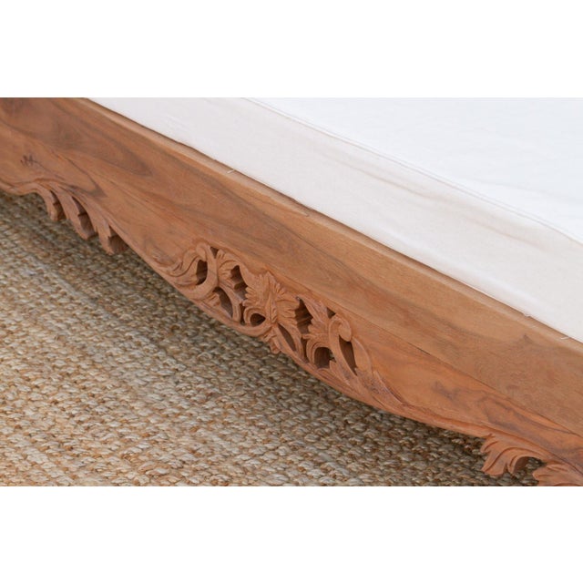 Wood Finely Carved Bali Lounge Daybed Sofa For Sale - Image 7 of 11