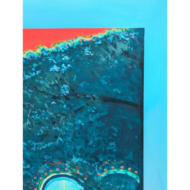 2020s Nathan Sing "Walk By the River" Red and Blue Contemporary Abstract Landscape Painting, 2023 For Sale - Image 5 of 10
