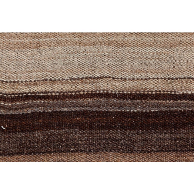 1950s Doris Leslie Blau Vintage Striped Light Beige Hand-Knotted Wool Rug For Sale - Image 5 of 11