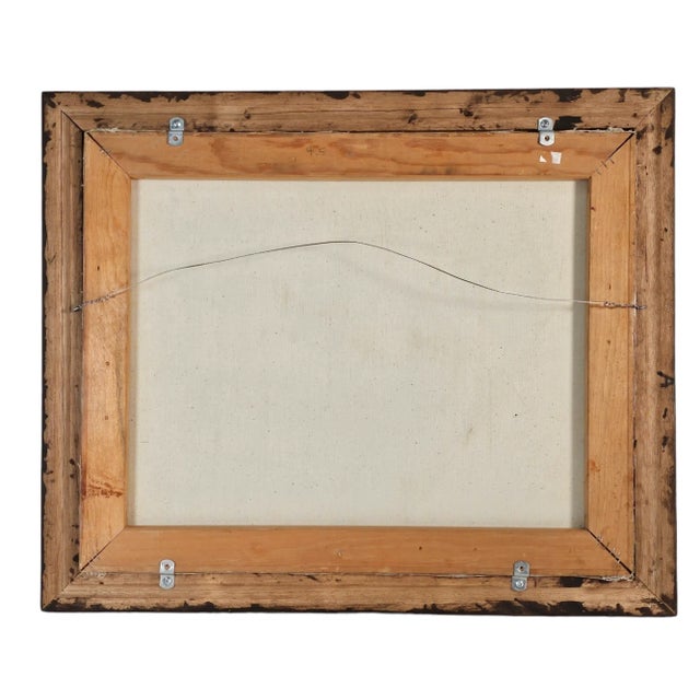 Textile Framed Mountain Lake Landscape Oil in Canvas Painting For Sale - Image 7 of 7