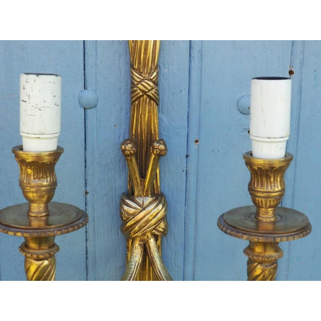 Gold Large Antique Louis XVI Style Rope Tassel Wall Lights in Gilt Bronze, 1890s, Set of 2 For Sale - Image 8 of 18
