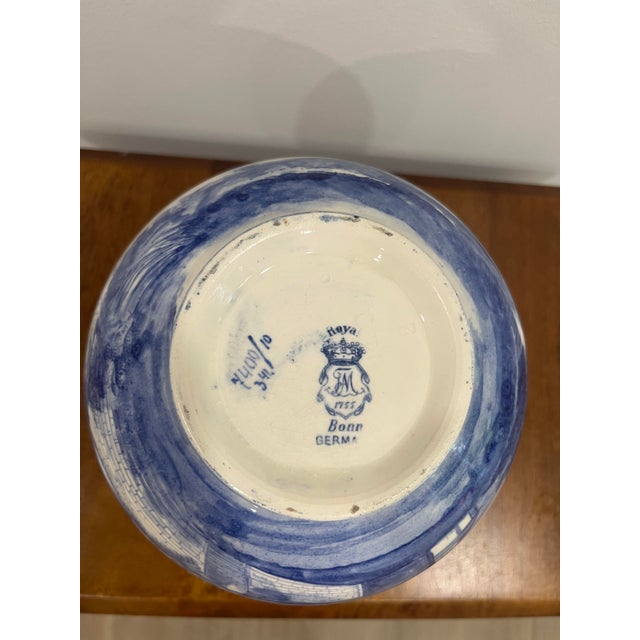 Antique Royal Bonn Germany Vase Castle Rhine Delft Blue White F. Mehlem C. 1900 For Sale - Image 9 of 9