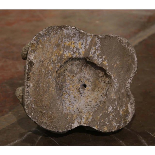 Vintage French Outdoor Weathered Carved Stone Toad Fountain Element For Sale In Dallas - Image 6 of 6