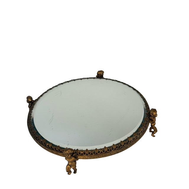 Late 19th Century French Ormolu Putti Plateau Mirror Tray For Sale In West Palm - Image 6 of 8