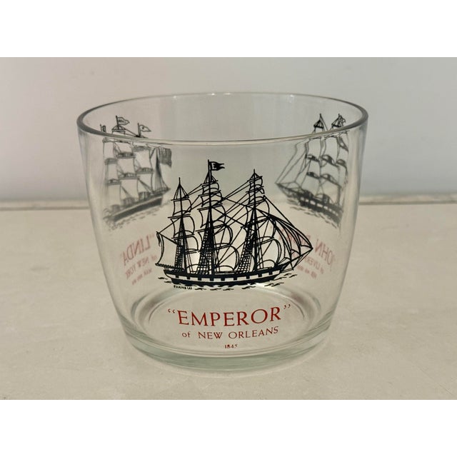 Late 20th Century Vintage Nautical Clipper Ship Glass Ice Bucket For Sale - Image 5 of 5