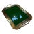 Vintage Brass Tray With Green Glass Insert For Sale