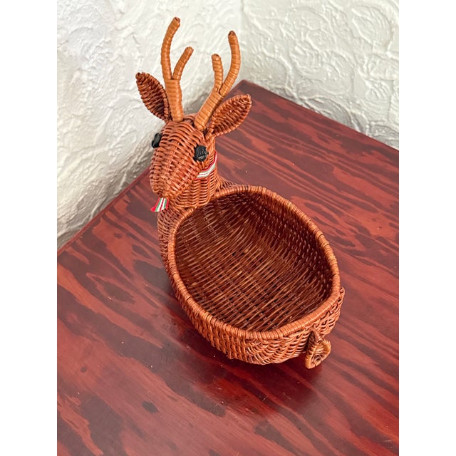 Brown Vintage Wicker Reindeer Basket Christmas Holiday Decor For Sale - Image 8 of 9