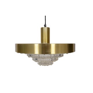 Mid-Century Aluminum & Acrylic Bubble Shade Pendant For Sale