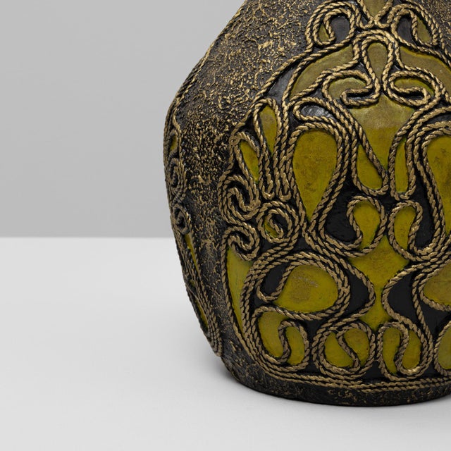 Ceramic 20th Century Belgian Ceramic Vase With Ornate Details For Sale - Image 7 of 18