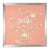A custom hand-painted chinoiserie panel on dyed pink silk divided and framed as a diptych. In the upper panel, a flowering...