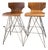 Pair of Vintage "Eiffel Tower" Chrome and Bent Wood Bar Stools For Sale
