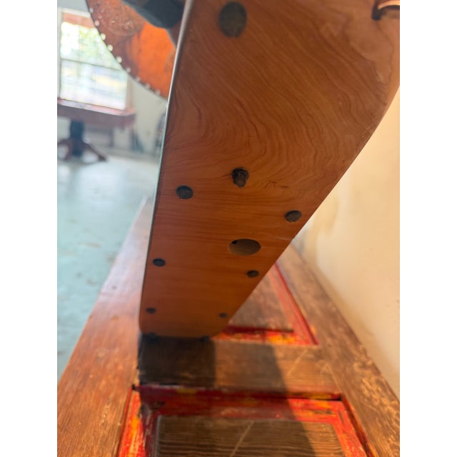 Early 20th Century Southwestern Studio Craft Juniper Slab Table Lamp With Turquoise Inlay & Pierced Metal Shade For Sale - Image 13 of 14