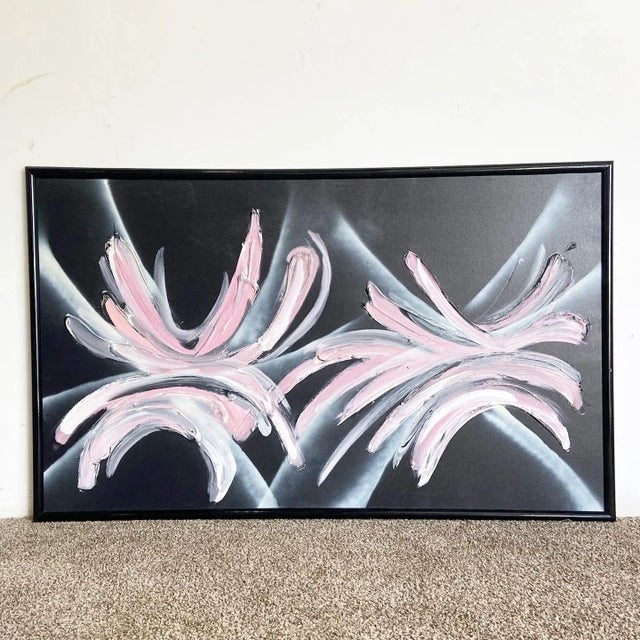 Black Postmodern Abstract Framed Black and Pink Painting For Sale - Image 8 of 8