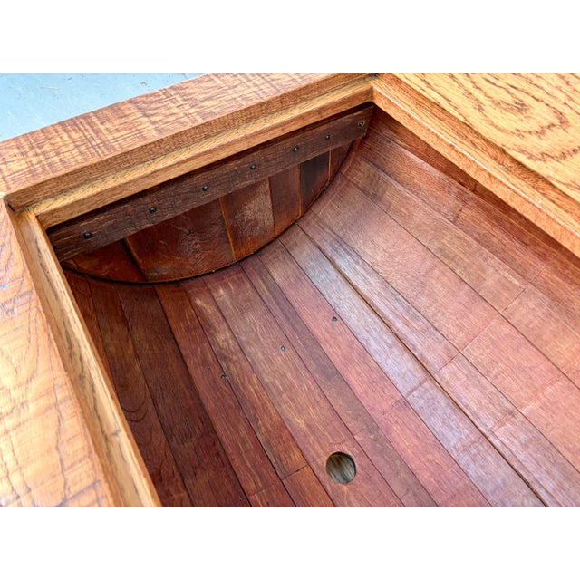Late 20th Century Distressed Half-Barrel Lift-Top Coffee Table For Sale - Image 11 of 16