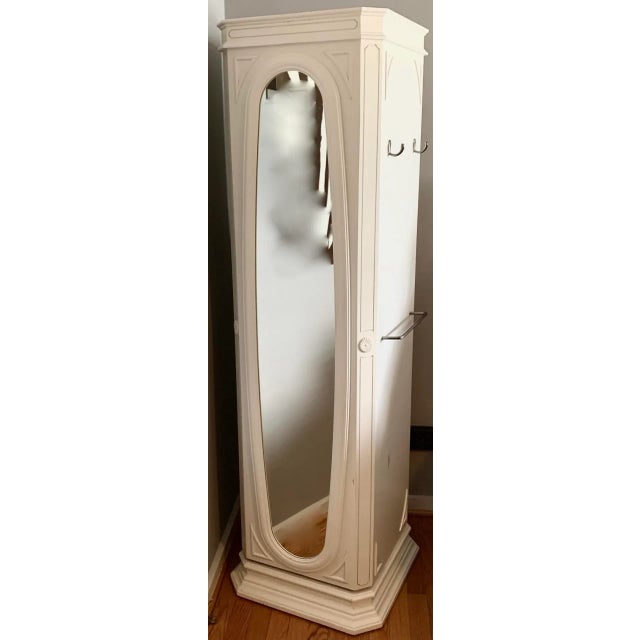 Wood Bright White Rotating Mirrored Jewelry Armoire For Sale - Image 7 of 7