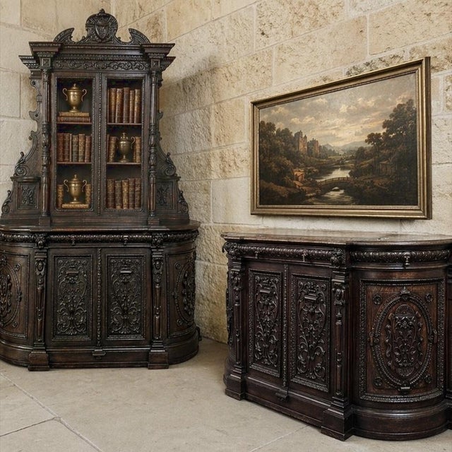 Originally created for a Normandy château, this remarkable 19th century French buffet is a richly sculpted statement in...