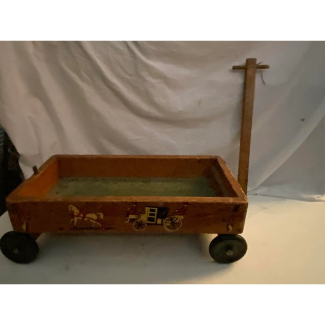 Antique Child’s Wagon Wooden Carriage Buggy Horses For Sale - Image 12 of 13