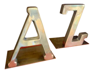 Vintage 1970s a to Z Brass Bookends