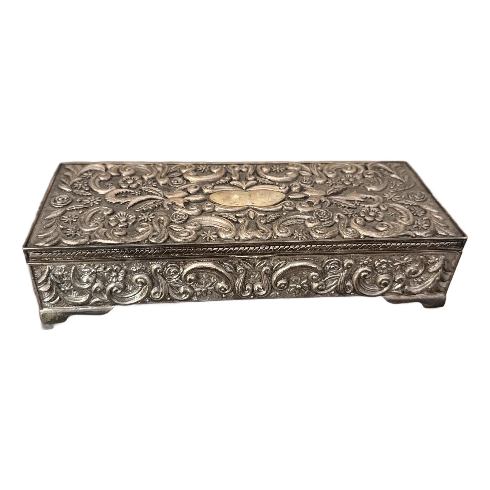 Late 20th Century Vintage Godinger Jewelry Box Silver Plated | Chairish