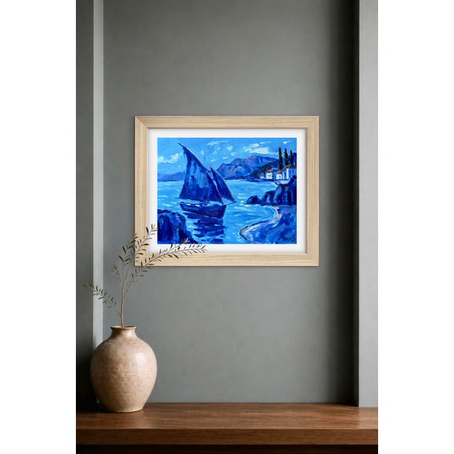 Original Oil Painting – Blue Harbor Passage - Seascape For Sale - Image 9 of 9