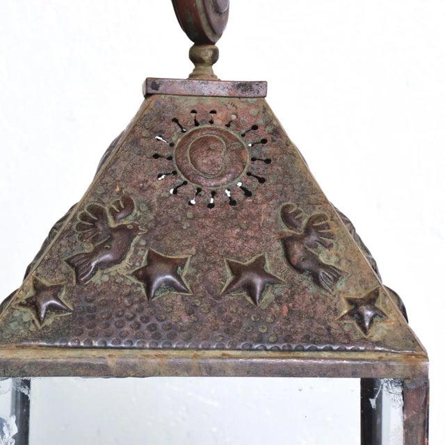 1950s Mexican Modernist Brass Candle Lantern Vintage For Sale - Image 5 of 9