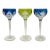 Set of 3 Cut to Clear Bohemian Wine Hocks (2 Blue, 1 Green), 7 5/8" For Sale
