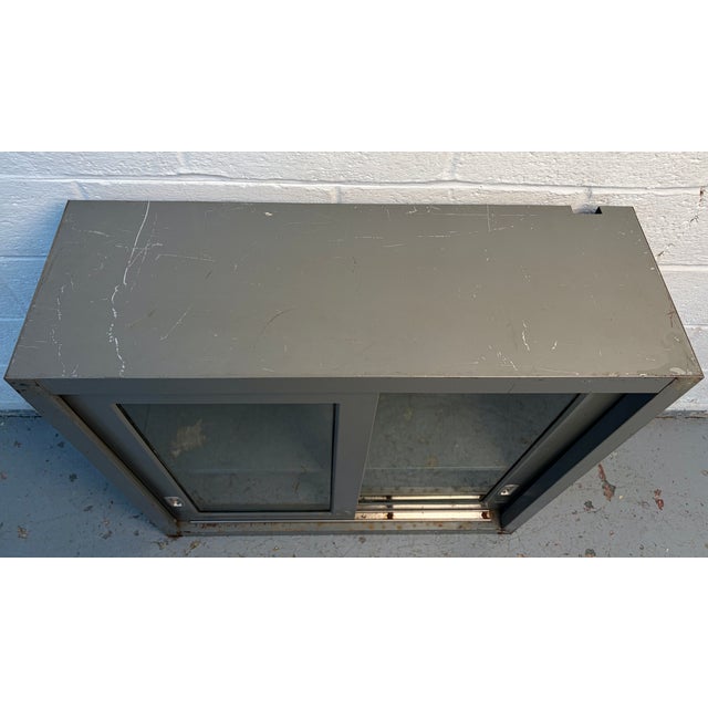 Mid 20th Century Industrial Stackable Metal Cabinet With Sliding Glass Doors For Sale - Image 16 of 18